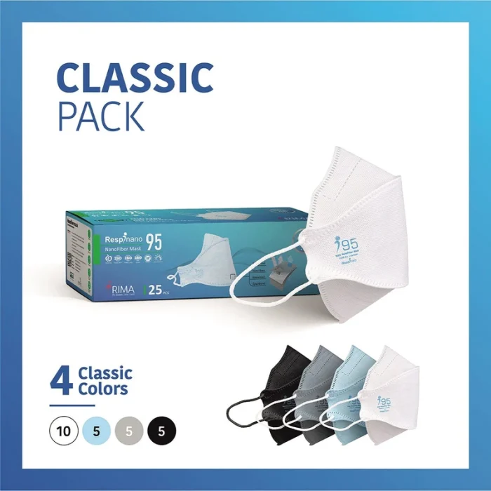 ماسک تنفسی ریما مدل سه بعدی N95 نانوالیاف بسته 25 عددی - تصویر 2